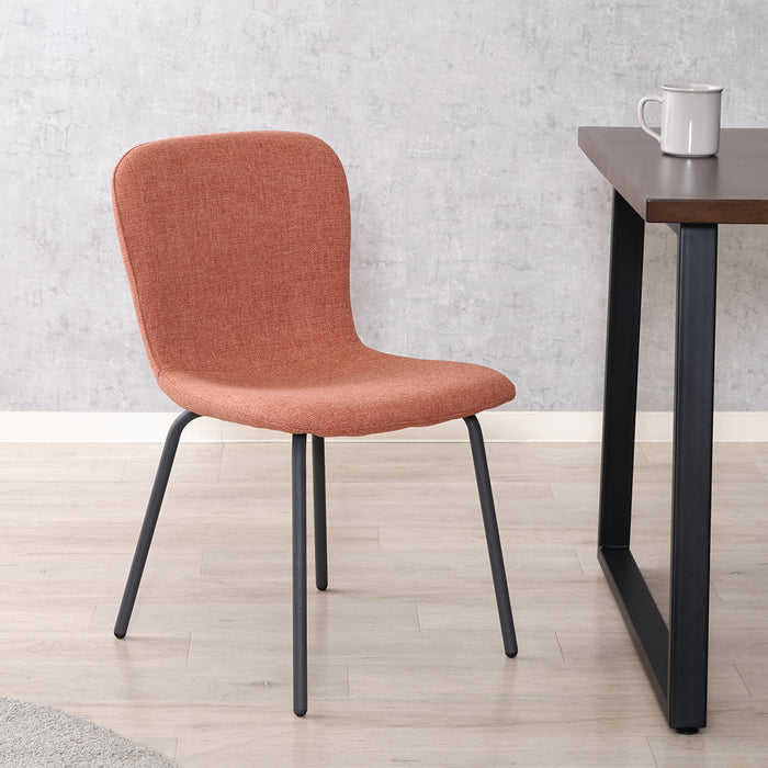 【Fujiboeki - 不二貿易】 アーシャ サイドチェア 2脚セット ダイニングチェア 座面高43cm ブラック脚 オレンジ/ブラウン/アイボリー