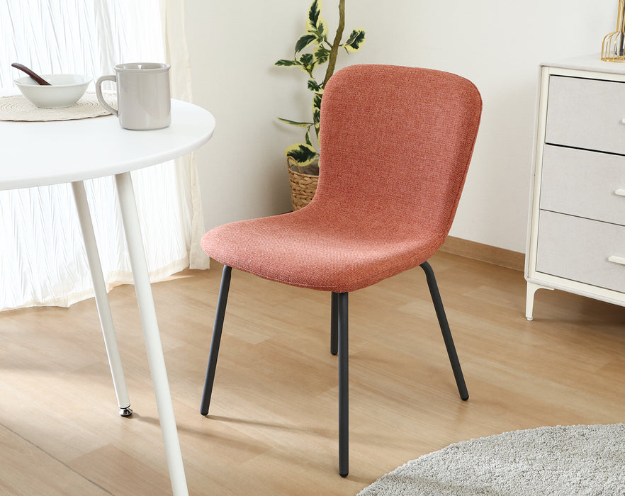 【Fujiboeki - 不二貿易】 アーシャ サイドチェア 2脚セット ダイニングチェア 座面高43cm ブラック脚 オレンジ/ブラウン/アイボリー