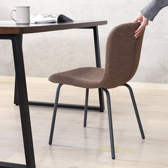 【Fujiboeki - 不二貿易】 アーシャ サイドチェア 2脚セット ダイニングチェア 座面高43cm ブラック脚 オレンジ/ブラウン/アイボリー