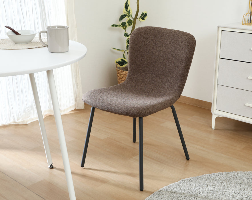 【Fujiboeki - 不二貿易】 アーシャ サイドチェア 2脚セット ダイニングチェア 座面高43cm ブラック脚 オレンジ/ブラウン/アイボリー