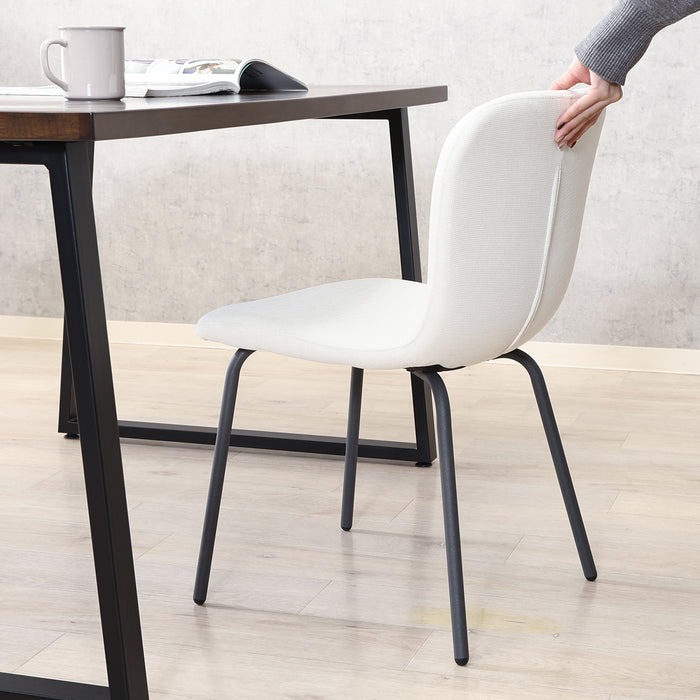 【Fujiboeki - 不二貿易】 アーシャ サイドチェア 2脚セット ダイニングチェア 座面高43cm ブラック脚 オレンジ/ブラウン/アイボリー