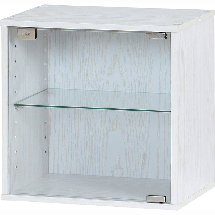 【GLASS COLLECTION CASE - ガラコレ】 コレクションボックス(前板ガラス) コレクションケース フィギュアケース コンパクト 3台積み重ね可 おしゃれ 幅38.1cm×高さ37.9cm オーク/ホワイト