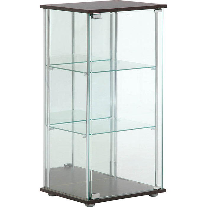 【GLASS COLLECTION CASE - ガラコレ】 ガラスコレクションケース３段(背面ミラー付き) フィギュアケース 強化ガラス 幅42.5cm×高さ86cm ブラウン