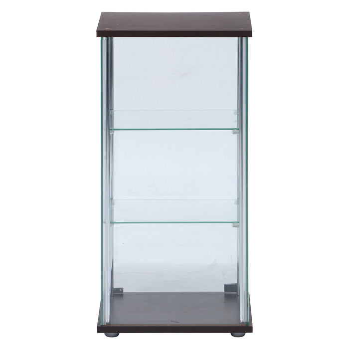 【GLASS COLLECTION CASE - ガラコレ】 ガラスコレクションケース3段 フィギュアケース 強化ガラス 幅42.5cm×高86cm ブラウン