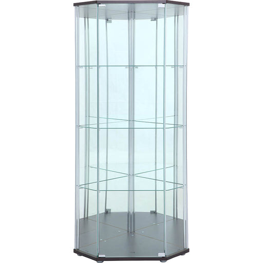 ガラスコレクションケース　コーナータイプ（背面ミラー付き）