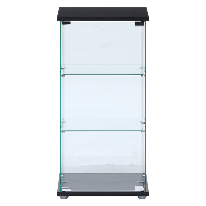【GLASS COLLECTION CASE - ガラコレ】 ガラスコレクションケース(クリア) 3段 フィギュアケース 強化ガラス 支柱なし 幅42.5cm×高162cm ブラック