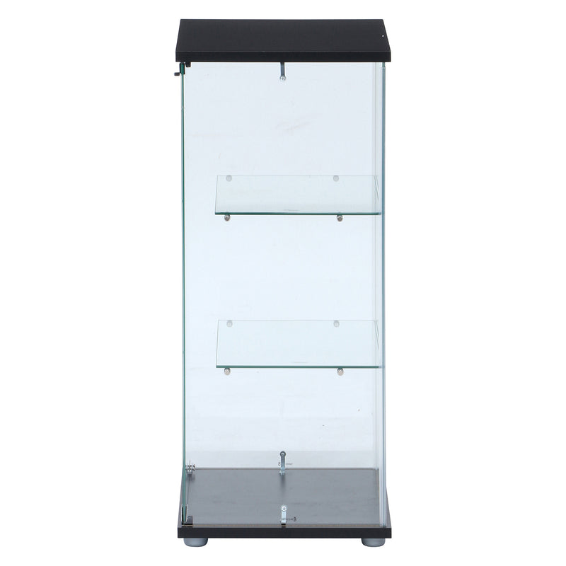 【GLASS COLLECTION CASE - ガラコレ】 ガラスコレクションケース(クリア) 3段 フィギュアケース 強化ガラス 支柱なし 幅42.5cm×高162cm ブラック