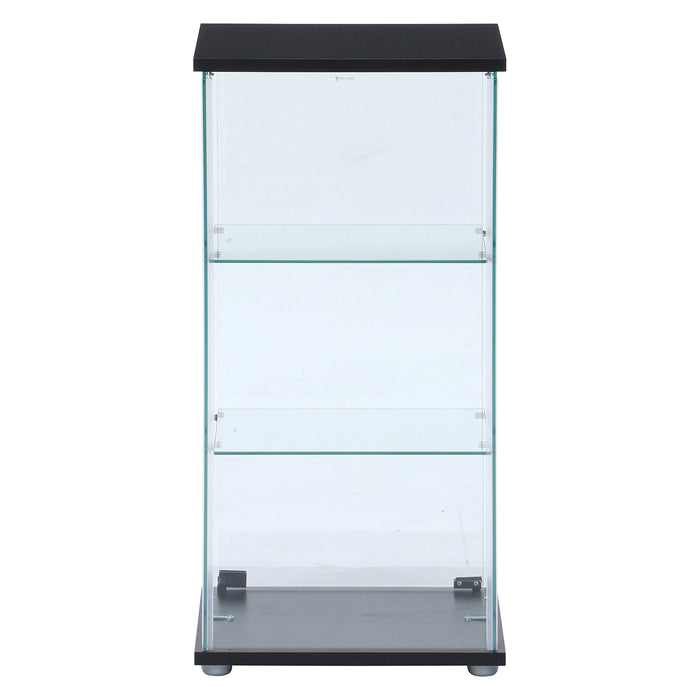 【GLASS COLLECTION CASE - ガラコレ】 ガラスコレクションケース(クリア) 3段 フィギュアケース 強化ガラス 支柱なし 幅42.5cm×高162cm ブラック