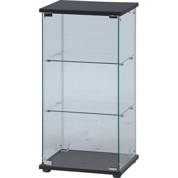 【GLASS COLLECTION CASE - ガラコレ】 ガラスコレクションケース(クリア) 3段 フィギュアケース 強化ガラス 支柱なし 幅42.5cm×高162cm ブラック