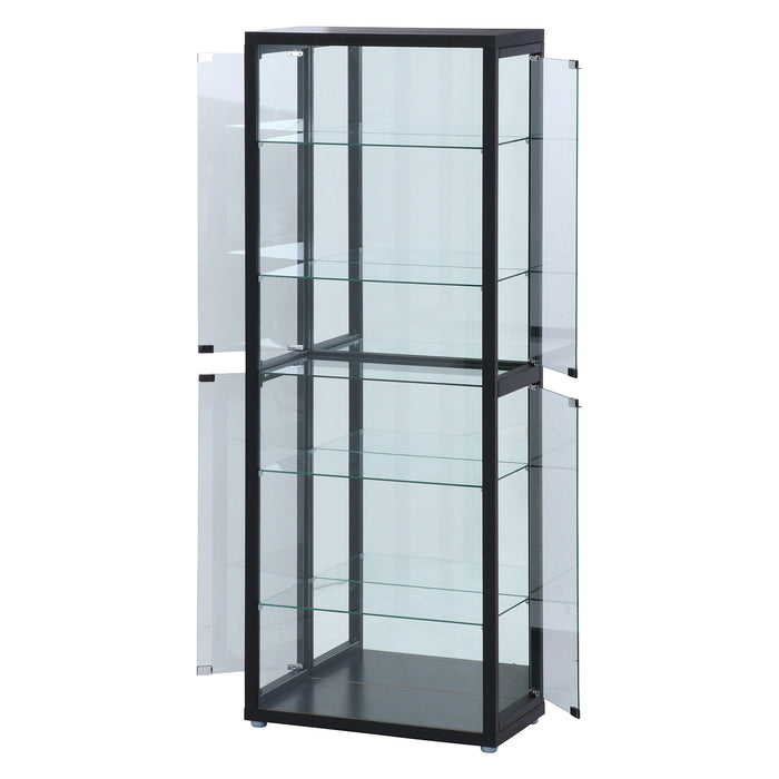 【大型品】【GLASS COLLECTION CASE - ガラコレ】 ガラスコレクションケース6段(4つ扉) BK フィギュア 分割4枚横扉 強化ガラス 幅70cm×高180cm ブラック