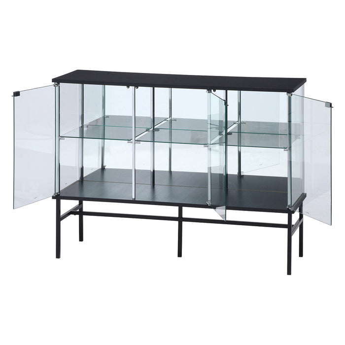 【GLASS COLLECTION CASE - ガラコレ】 ガラスコレクションボード BK コレクションケース フィギュア ワイド2段 強化ガラス 背面ミラー 幅120cm×高90cm ブラック