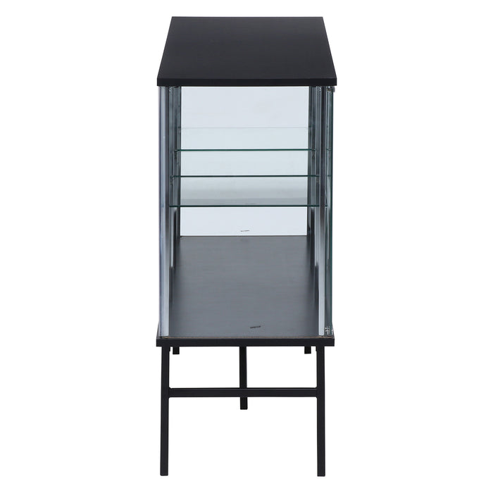 【GLASS COLLECTION CASE - ガラコレ】 ガラスコレクションボード BK コレクションケース フィギュア ワイド2段 強化ガラス 背面ミラー 幅120cm×高90cm ブラック