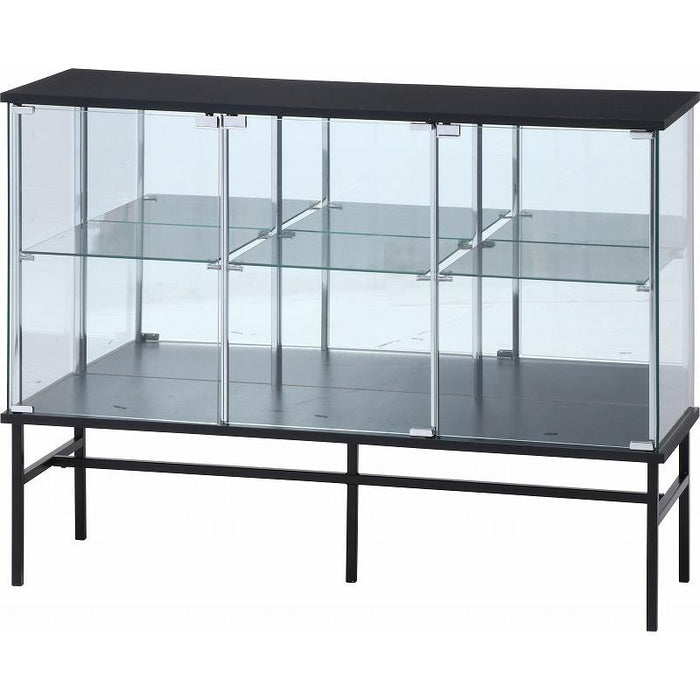 【GLASS COLLECTION CASE - ガラコレ】 ガラスコレクションボード BK コレクションケース フィギュア ワイド2段 強化ガラス 背面ミラー 幅120cm×高90cm ブラック