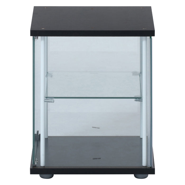 【GLASS COLLECTION CASE - ガラコレ】 ガラスコレクションボックス BK コレクションケース フィギュア コンパクト 2段 強化ガラス 背面ミラー 幅42.5cm×高45cm ブラック