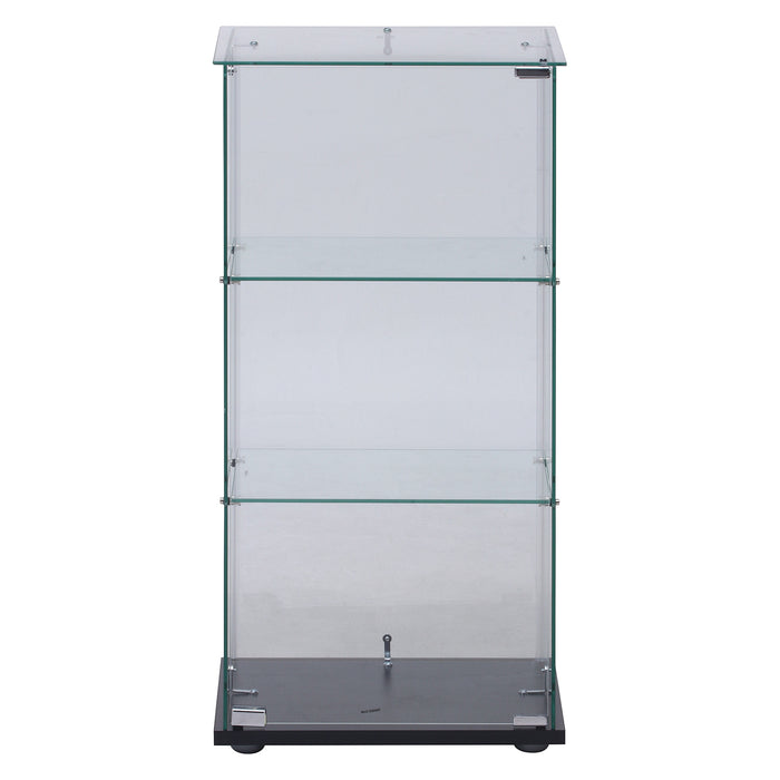【GLASS COLLECTION CASE - ガラコレ】 ガラスコレクションケース3段 クリア フィギュアケース 上部ガラス 強化ガラス 幅42.5cm×高85cm ブラック