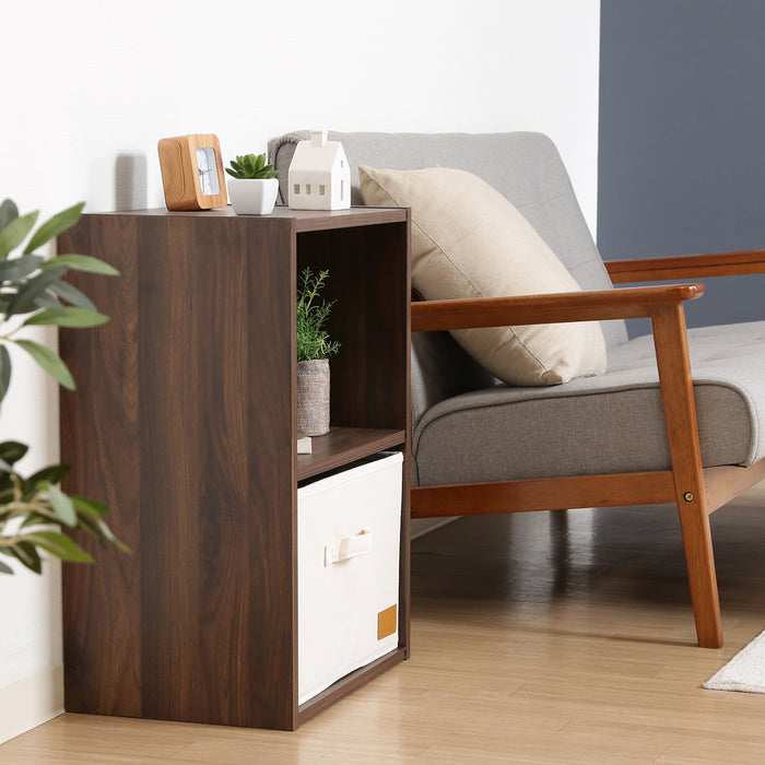 【ezbo - イジボ】 組立簡単ボックス2段 MBR 収納 カラーボックス 横置きOK 工具不要 幅41.5cm×高さ60cm ブラウン