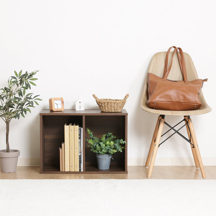 【ezbo - イジボ】 組立簡単ボックス2段 MBR 収納 カラーボックス 横置きOK 工具不要 幅41.5cm×高さ60cm ブラウン