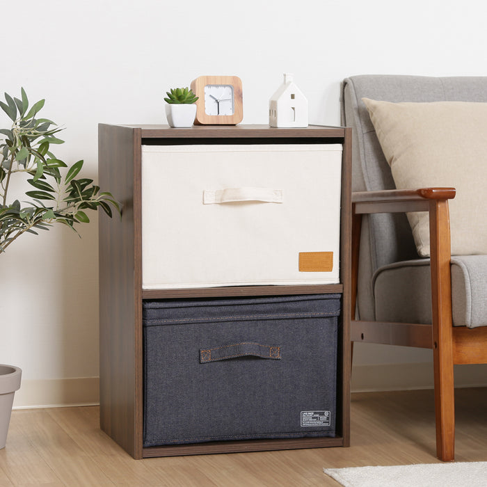 【ezbo - イジボ】 組立簡単ボックス2段 MBR 収納 カラーボックス 横置きOK 工具不要 幅41.5cm×高さ60cm ブラウン